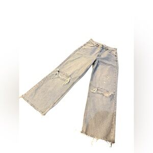 Zara Light Wash Denim High Waisted Wide Leg Jeans